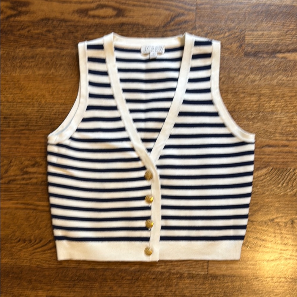 J.Crew Striped Sleeveless Button-Up Top